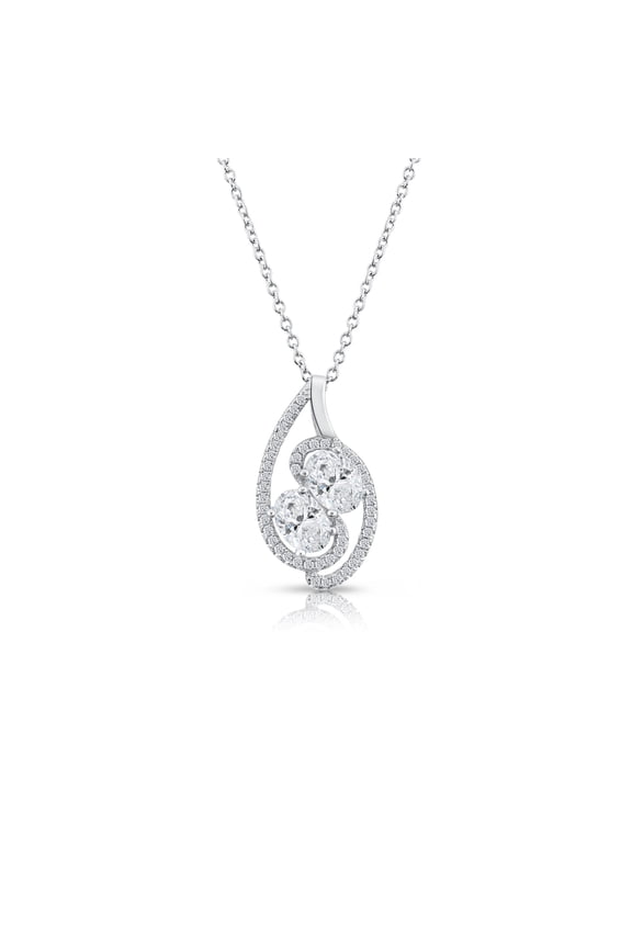 .925 Sterling Silver Teardrop & Infinity Necklace with Cubic Zirconia CZ Stones | 16 Inch | Women & Unisex