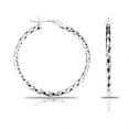 thumbnail image 1 of Tilo Jewelry 925 Sterling Silver Twisted Round Hoop Earrings, 2mm Tube (50mm) for Women & Unisex, 1 of 7