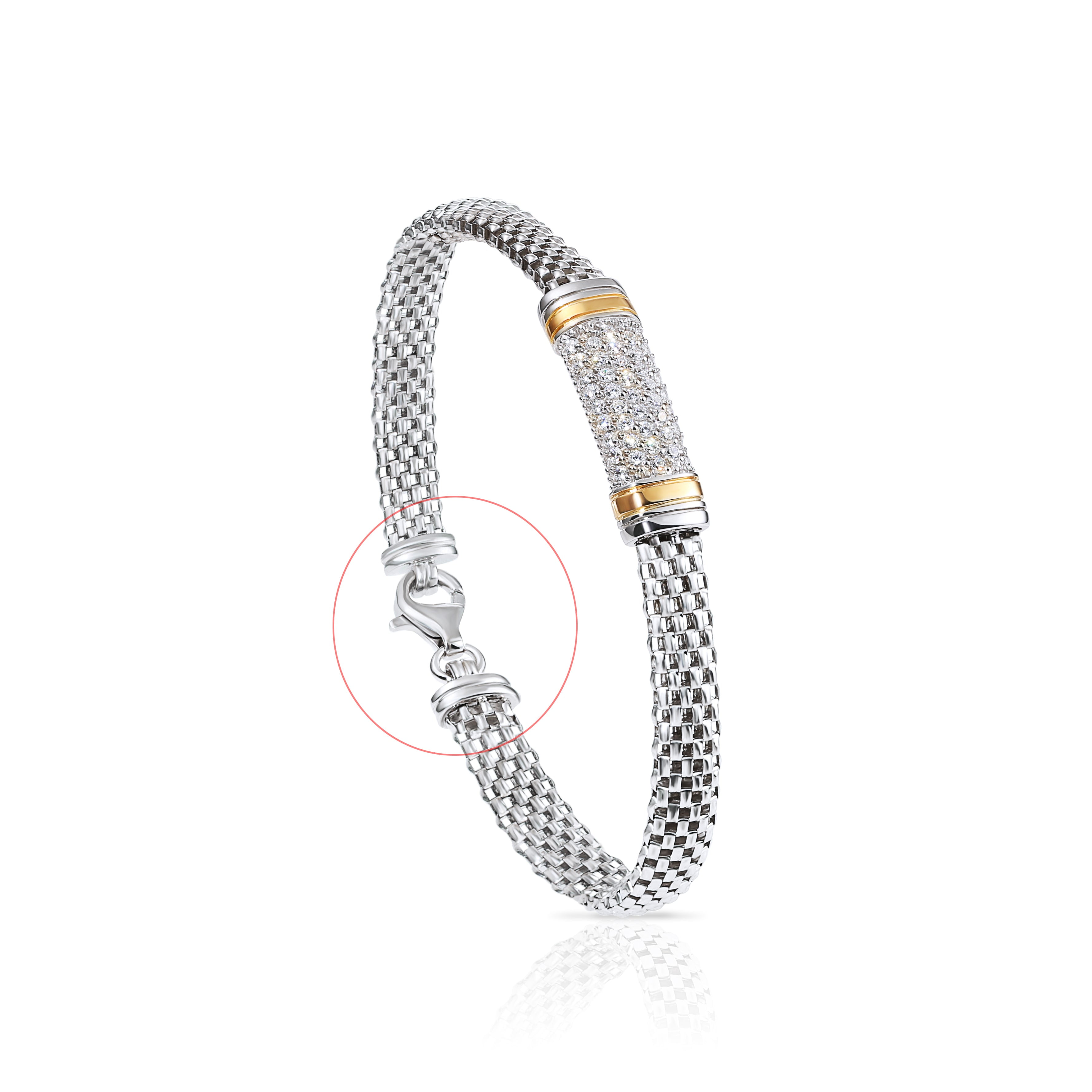 Tilo Jewelry .925 Sterling Silver Two-Tone Italian Bar Bracelet | 7.5 Inch | Women, Men, Unisex