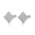 thumbnail image 1 of Tilo Jewelry Men's Solid Silver Classic Square CZ Cufflinks for Men, 1 of 5