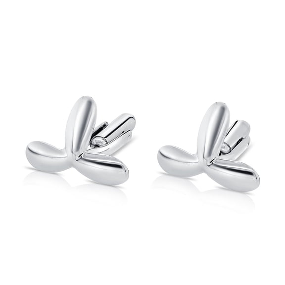 Tilo Jewelry Men's Solid Silver Leaf Style Cuff Links