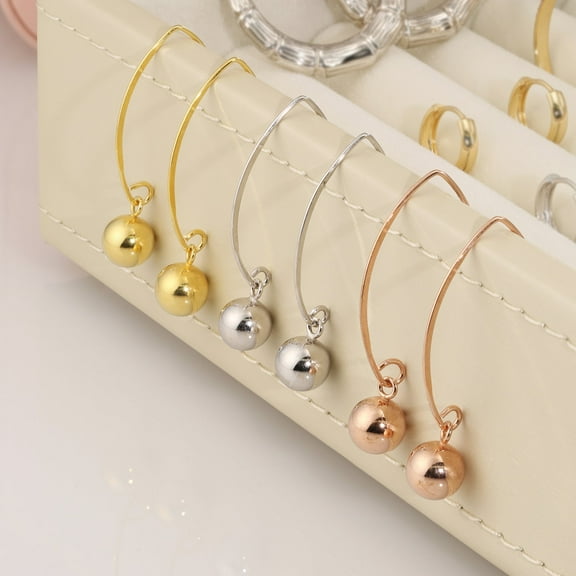 Tilo Jewelry Rose Gold Plated 925 Sterling Silver Polished Ball Dangle Drop Earrings with Italian Hook | Everyday Earrings for Women & Unisex