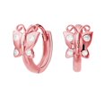 thumbnail image 1 of Tilo Jewelry Rose Gold Plated 925 Sterling Silver Tiny Butterfly Huggie Hoop Earrings with Cubic Zirconia CZ Stones | Small 10MM | Women & Unisex, 1 of 4