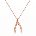 thumbnail image 1 of Tilo Jewelry Rose Gold Plated 925 Sterling Silver Wishbone Pendant Charm Necklace for Women & Unisex | 18 Inch Cable Chain, 1 of 8
