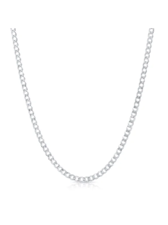 Solid 925 Sterling Silver Curb Link Chain Necklace with Secure Lobster Lock | 5mm - 22 Inch | Everyday Necklace for Men & Women