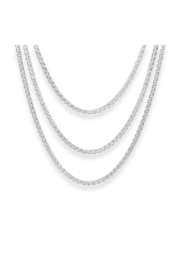 Solid 925 Sterling Silver Diamond-Cut Engraved Box Chain Necklace with Secure Lobster Lock | 3mm - 24 Inch | Everyday Necklace for Men & Women