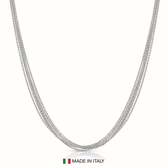 Tilo Jewelry Solid 925 Sterling Silver Diamond-Cut Multi Strand Cable Chain Necklace with Secure Lobster Lock | Adjustable 16-18 Inch | Everyday Necklace for Women, Men, Unisex