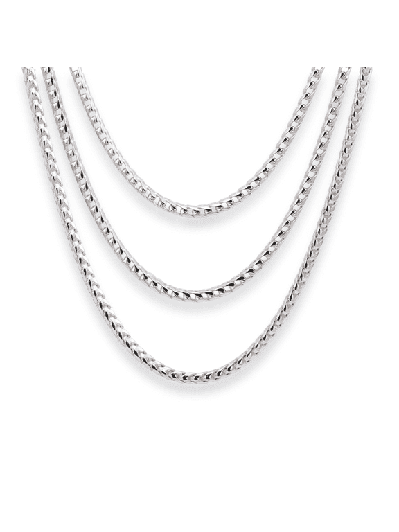 Solid 925 Sterling Silver Franco Chain Necklace with Secure Lobster Lock | 1.75mm - 24 Inch | Everyday Necklace for Men, Women, Unisex