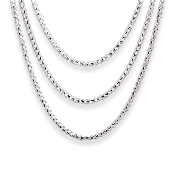 Tilo Jewelry Solid 925 Sterling Silver Franco Chain Necklace with Secure Lobster Lock | 2.75mm - 20 Inch | Everyday Necklace for Men & Women