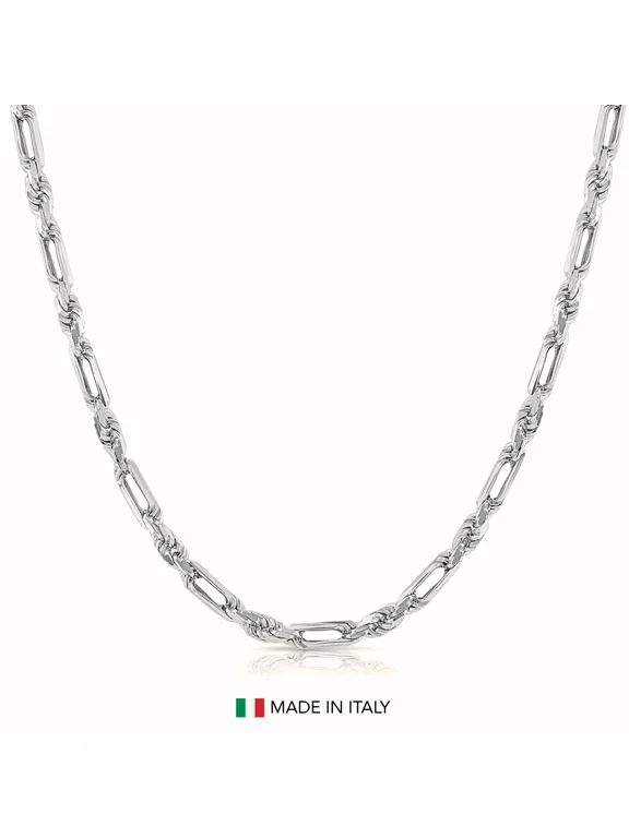 Solid 925 Sterling Silver Milano Figarope Chain Necklace with Secure Lobster Lock | 4.5mm - 20 Inch | Everyday Chain Necklace for Men, Women, Unisex