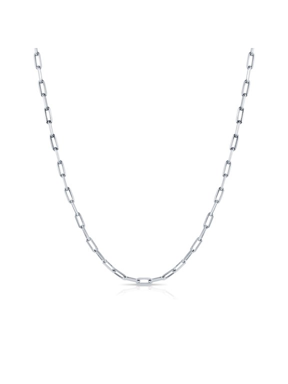 Solid 925 Sterling Silver Paperclip Chain Necklace with Secure Lobster Lock | 3mm - 20 Inch | Everyday Necklace for Men & Women