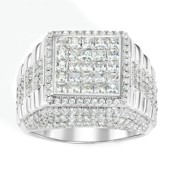 Tilo Jewelry Solid 925 Sterling Silver Pave Square Signet Statement Pinky Ring | Size 7 | Classic Ring for Men