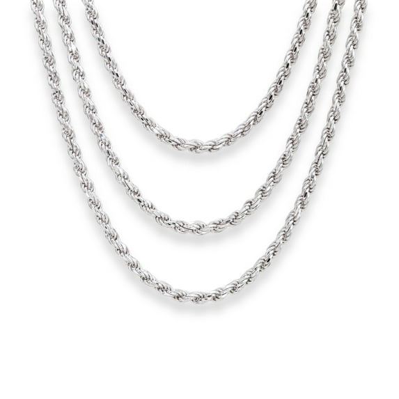 Tilo Jewelry Solid 925 Sterling Silver Rope Chain Necklace with Secure Lobster Lock | 4mm - 22 Inch | Everyday Necklace for Men, Women, Unisex