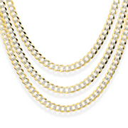 TILO JEWELRY Solid 925 Sterling Silver Two-Tone Diamond-Cut Curb Link Chain Necklace with Secure Lobster Lock | 4.75mm - 24 Inch | Everyday Necklace for Men & Women