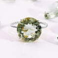 thumbnail image 1 of Tilo Jewelry Solid 925 Sterling Silver 5 Carat Natural Green Amethyst Solitaire Engagement Ring with Twist Rope Band | Size 6 | Gemstone Statement Ring for Women, Girls, Unisex, 1 of 9