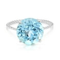 thumbnail image 1 of Tilo Jewelry Solid 925 Sterling Silver 5 Carat Natural Sky Blue Topaz Solitaire Engagement Ring with Twist Rope Band | Size 9 | Gemstone Statement Ring for Women, Girls, Unisex, 1 of 6
