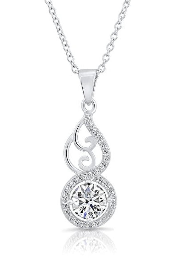 Sterling Silver Infinity CZ Cubic Zirconia Pendant Necklace | 18 Inch | Women & Unisex