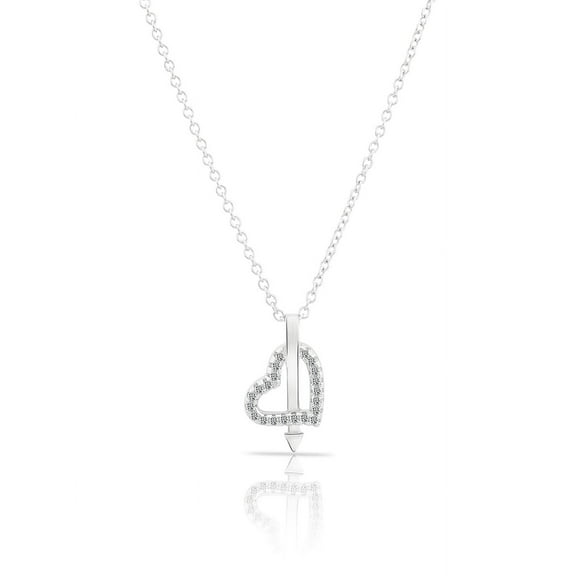 Tilo Jewelry Sterling Silver Pendant Necklace with Cubic Zirconia CZ Stones and Cupid's Arrow Love Heart  | 18 Inch | Women & Unisex