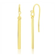 Tilo Jewelry Yellow Gold Plated 925 Sterling Silver Dainty Linear Bar Dangle Drop Hook Wire Earrings | Everyday Minimalist Drop Earrings for Women & Unisex