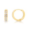 thumbnail image 1 of Tilo Jewelry Yellow Gold Plated 925 Sterling Silver Huggie Hoop Earrings with Cubic Zirconia CZ Stones | Small 13MM | Classic Everyday Earrings | Women, Men, Unisex, 1 of 6
