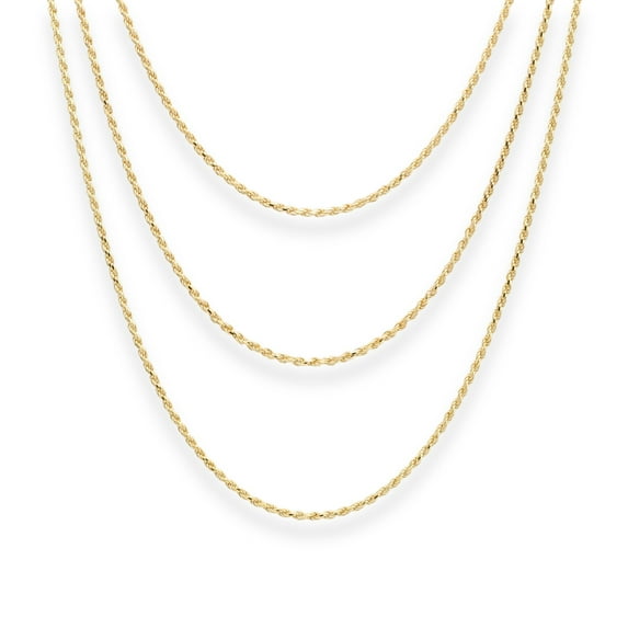 Tilo Jewelry Yellow Gold Plated 925 Sterling Silver Rope Chain Necklace with Secure Lobster Lock | 1.5mm - 22 Inch | Everyday Necklace for Men & Women