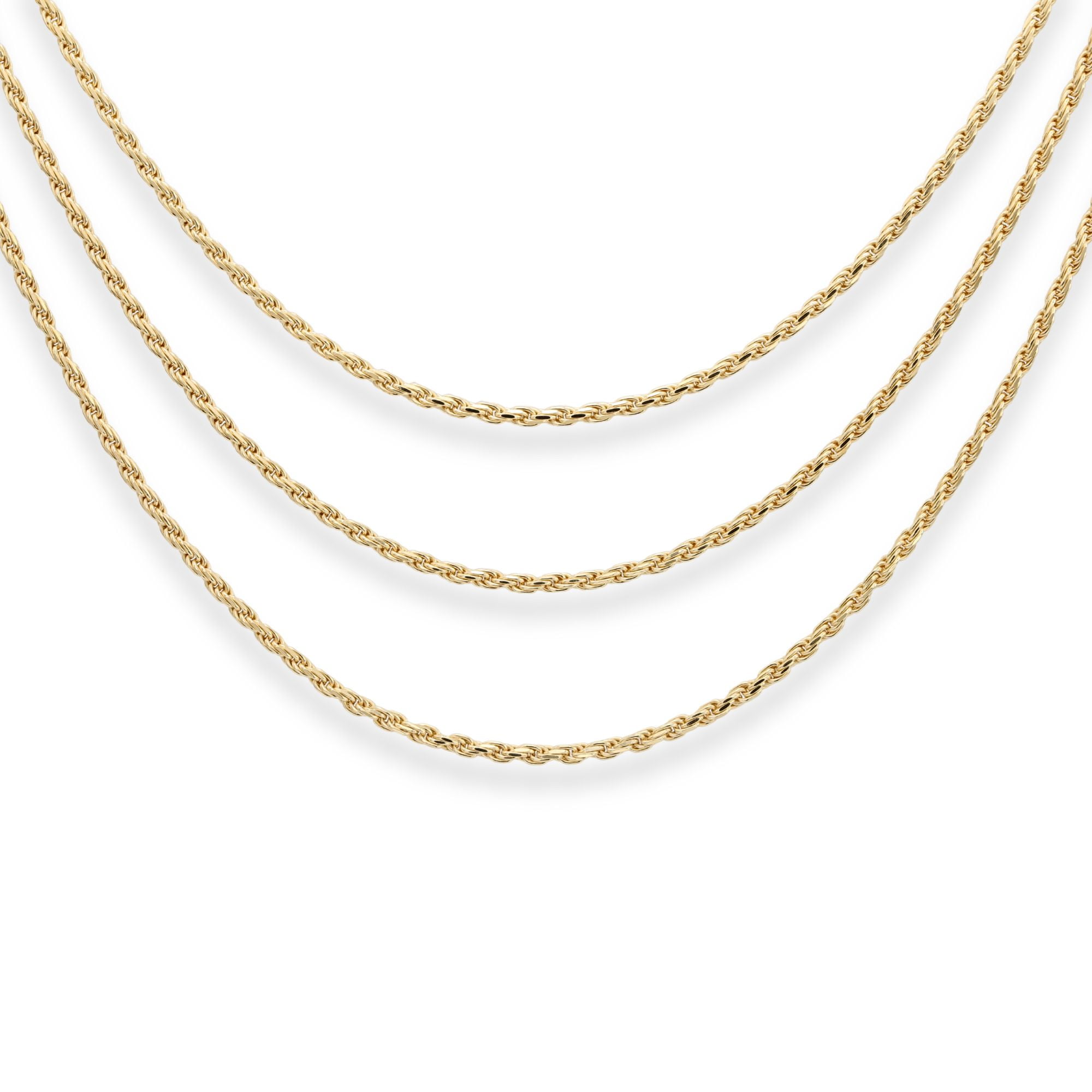 Tilo Jewelry Yellow Gold Plated 925 Sterling Silver Rope Chain Necklace with Secure Lobster Lock | 2mm - 20 Inch | Everyday Necklace for Men, Women, Unisex