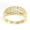 thumbnail image 1 of Tilo Jewelry Yellow Gold Plated 925 Sterling Silver Solitaire Princess-Cut Square Pave Band, Statement Pinky Ring | Size 11 | Classic Engagement, Wedding Ring for Men, 1 of 6