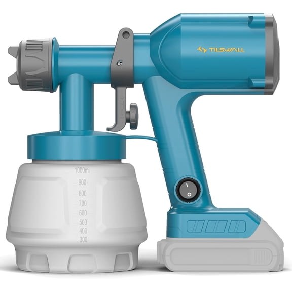 Tilswall Dreamer 400 DC Cordless Paint Sprayer Compatible with Dewalt Batteries, Portable Electric Spray Gun with 1000ml Paint Cup, 3 Adjustable Spray Patterns (Battery Not Included)