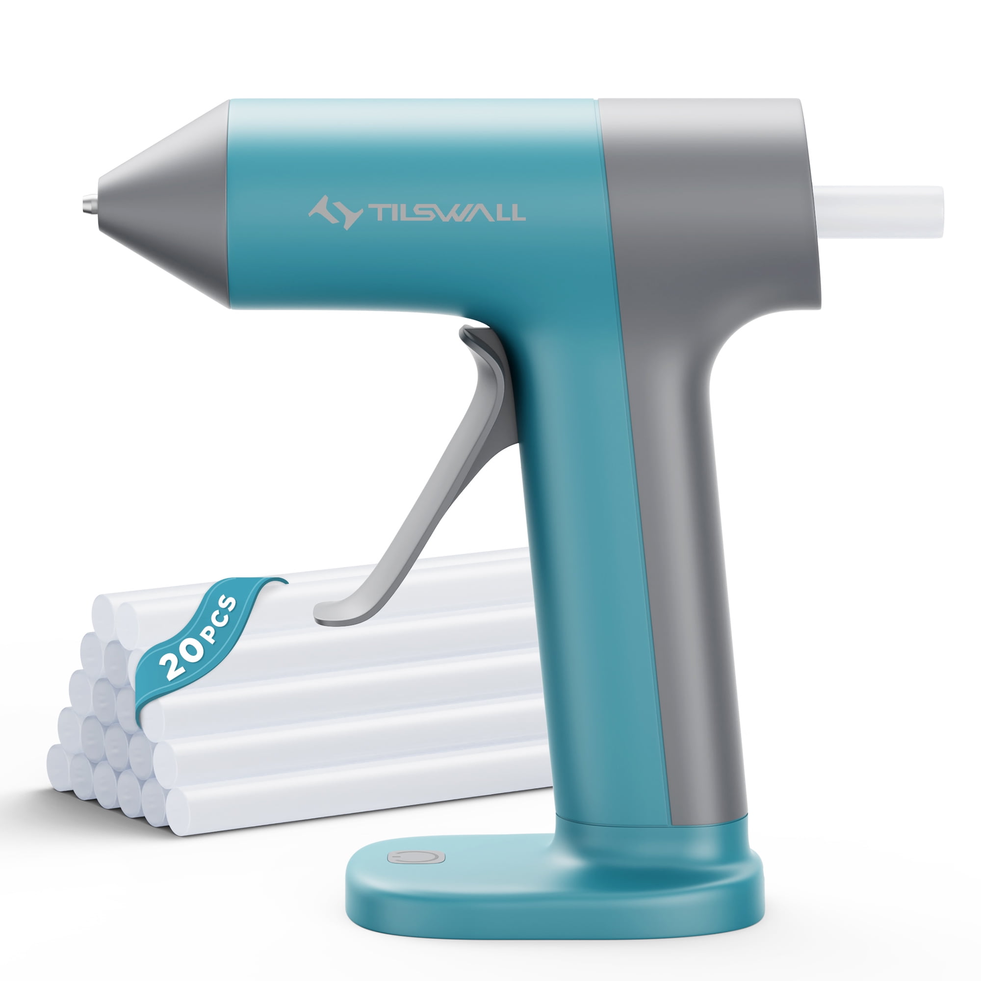 Tilswall Cordless Hot Glue Gun, High Temperature, 30s Fast Preheating Anti-drip Glue Gun, 2Ah USB-C Rechargeable, with 20 Pcs Mini Glue Sticks Set for DIY Craft, Home Decor, Blue