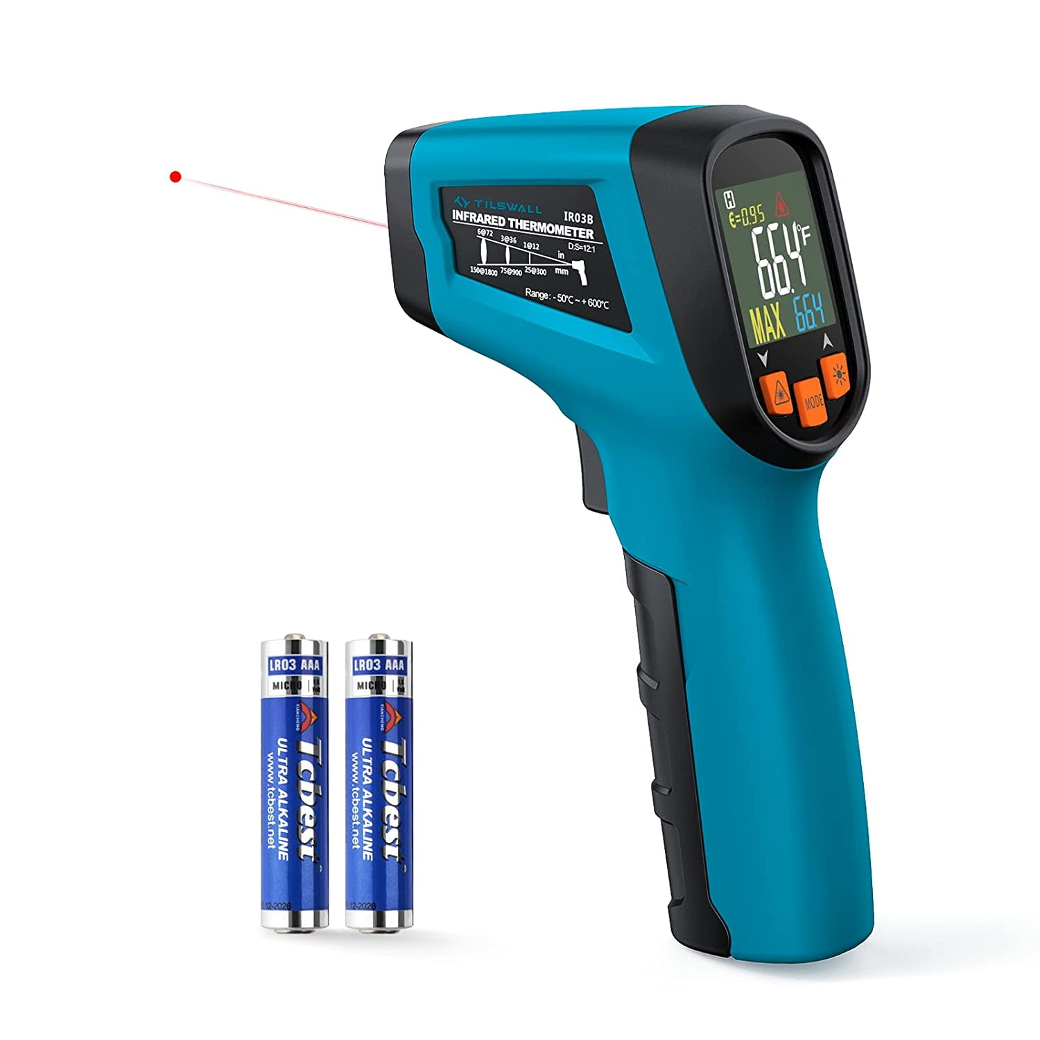 Tilswall Infrared Thermometer -58℉~1112℉(-50℃~600℃), Non-Contact  Temperature Gun with Color LCD Display (Not for Human)