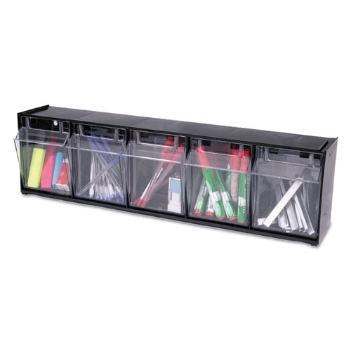 Tilt Bin Interlocking Multi-Bin Storage Organizer, 5 Sections, 23.63