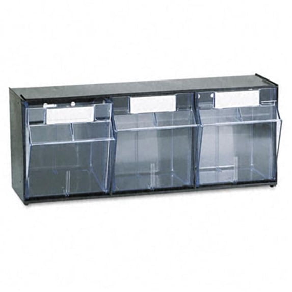 Tilt Bin Plastic Storage System Three Bins 23-5/8 x 7-3/4 x 9-1/2 Black