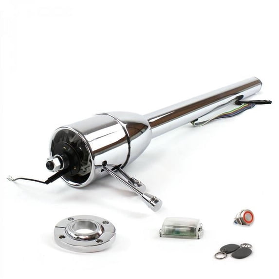 Tilt Column Chrome - Floor Shift FLR Mount Red Push Button with RFID