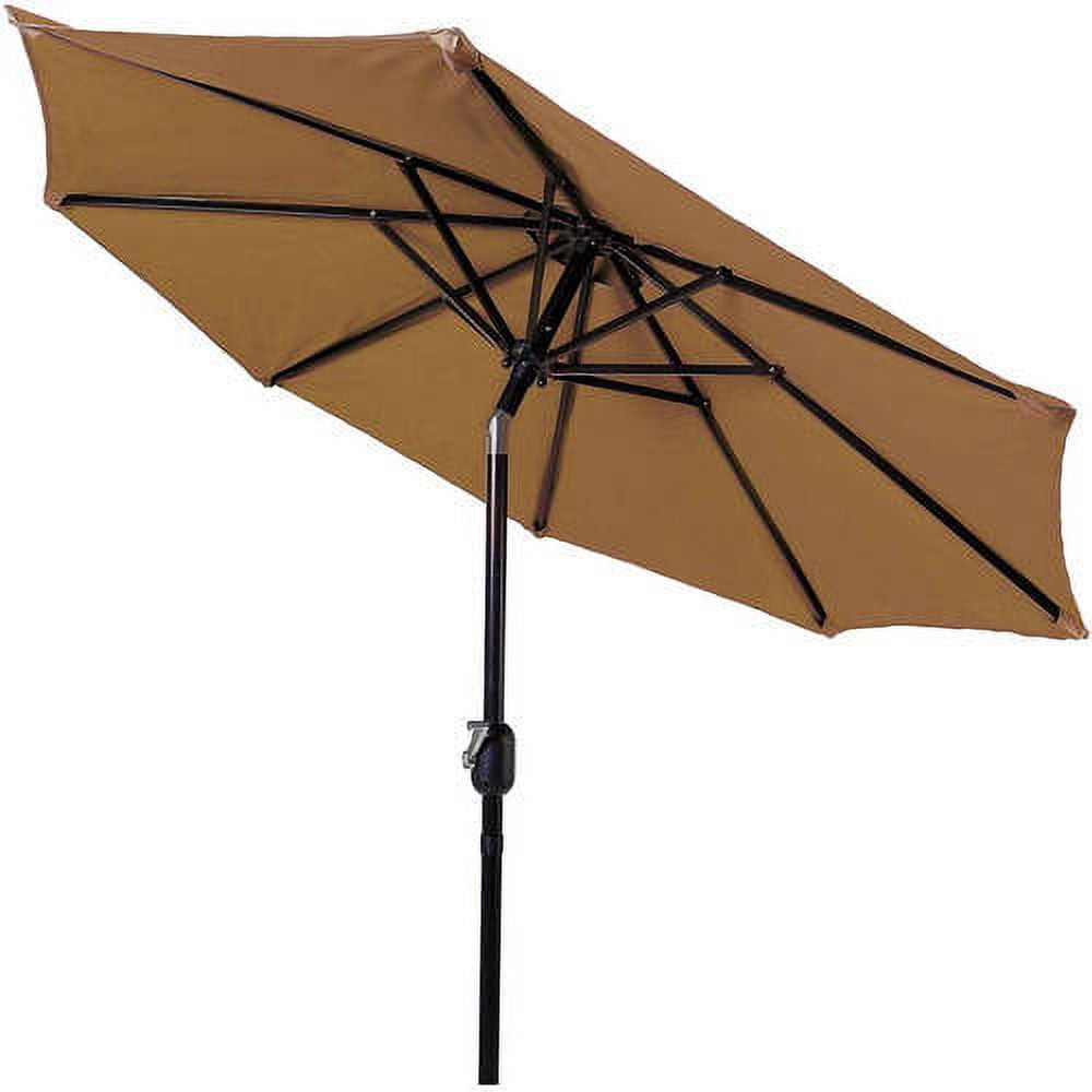 Tan 7' Tilt Crank Patio Umbrella with Steel Frame