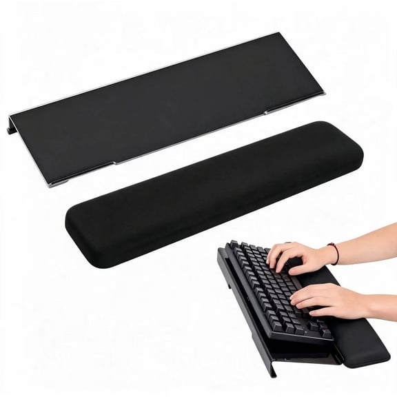 Ergonomic Acrylic Keyboard Stand - Tilted Keyboard Riser with Silicone Anti-Slip Strip for Office Desk, Home, and School, Black