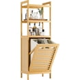 thumbnail image 1 of Tilt Out Laundry Hamper, Bamboo Laundry Basket with Foldable Bag and 3 Open Shelves, Freestanding Clothes Storage Organizer for Bedroom, Bathroom, Living Room, Natural, 1 of 14