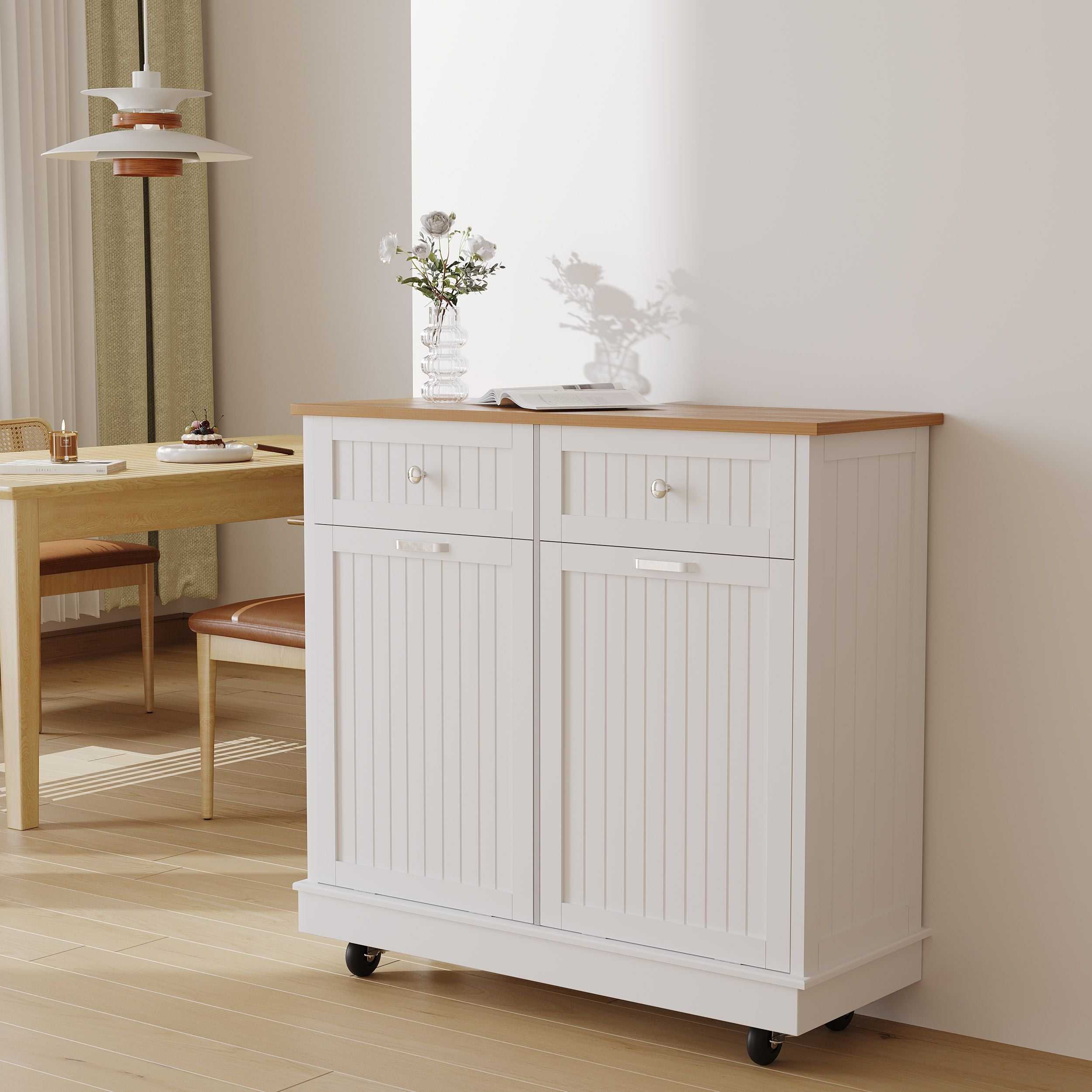 TiltOut Double Kitchen Trash Freestanding with Drawer,Kitchen