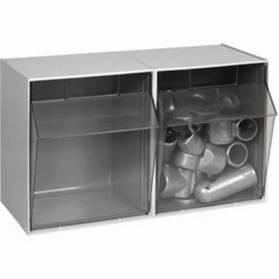 Tilt Out Storage Bin - 2 Compartments, Gray