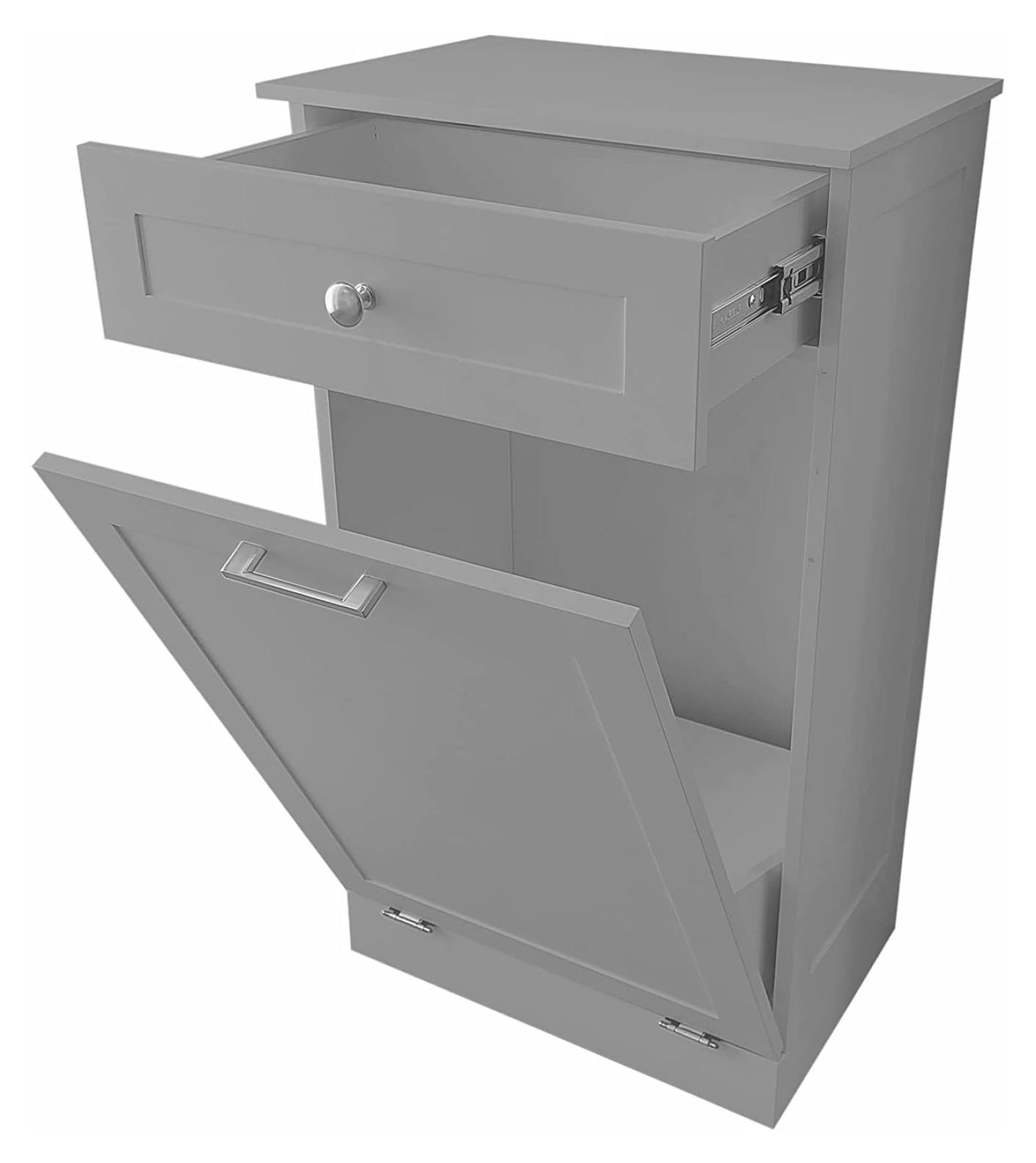 Tilt Out Trash Bin 12.5 Gallon Capacity, Gray, Wooden