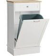 thumbnail image 1 of Tilt Out Trash Bin Cabinet Dog Proof Trash Can Holder Kitchen Island Without Garbage Bin or Tilt Out Laundry Hamper (White), 1 of 8
