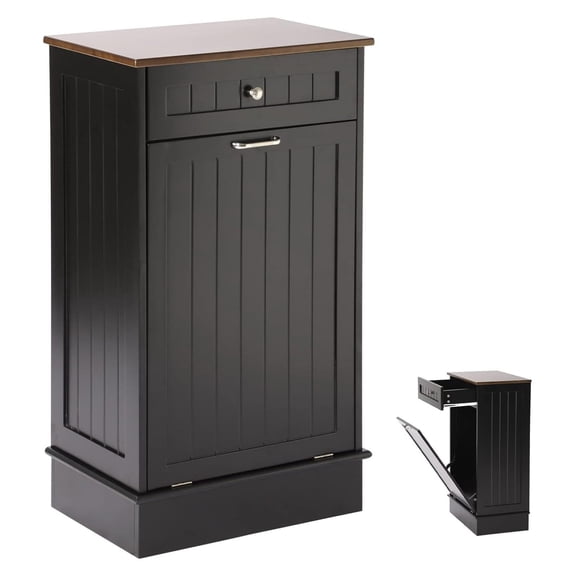 Tilt Out Trash Bin Cabinet Dog Proof Trash Can Holder Kitchen Island with Garbage Bin or Tilt Out Laundry Hamper