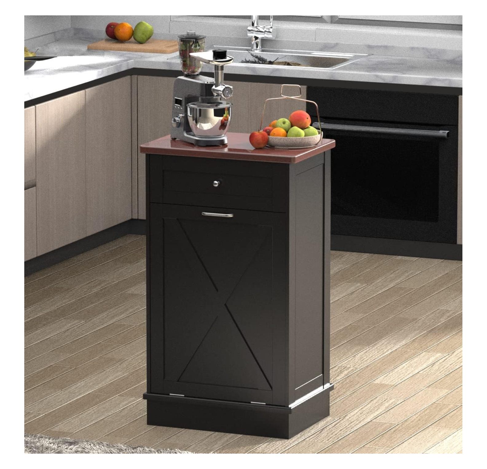 Tilt Out Trash 10 Gallon Wooden Standing Laundry Sorter