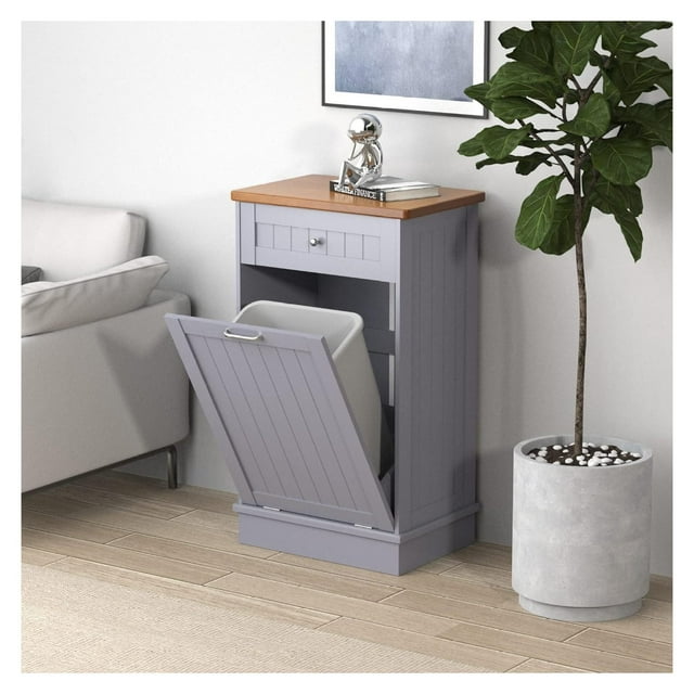 Tilt Out Trash 10 Gallon Wooden Standing Laundry Sorter