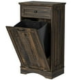 thumbnail image 1 of Tilt Out Trash Cabinet 13 Gallon Wooden FreeStanding Waste Bins with Hideaway Drawer,Kitchen Island with Trash Can Storage(Rustic Black), 1 of 6