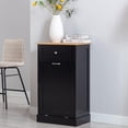 thumbnail image 1 of Tilt Out Trash Cabinet, Freestanding Wooden Kitchen Trash Recycling Cabinet with Drawer & Removable Cutting Board, Dog Proof Trash Can Cabinet, Black, 1 of 12