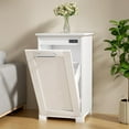 thumbnail image 1 of Tilt Out Trash Cabinet, Wooden Kitchen Trash Can Cabinet with Deodorising Function, 10 Gallons Hidden Laundry Sorter Cabinet, White, 1 of 7