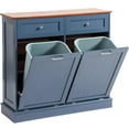 thumbnail image 1 of Tilt Out Trash Can Cabinet with Double Hidden Trash Bin Holder, Kitchen Free Standing Recycling Cabinet,Dog Proof Trash Can,Wood, Blue, 1 of 9