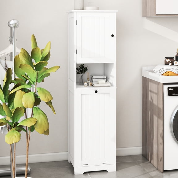 Tilt-Out White Laundry Sorter / Stable Structure, Double Storage Function