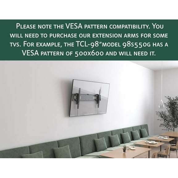 Tilt TV Wall Mount for Large TVs 50-98 Inches - Easy Tilt, Swivel, Pull Out up to 5.4in, and Service - Supports 165 lbs - Designed to hit 3 Studs - Max VESA 600x400mm