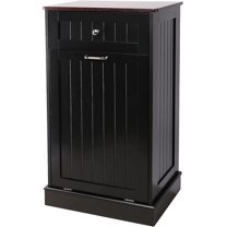 Tilt Out Trash Cabinet 10 Gallon Wooden Free Standing Laundry Sorter Cabinet,Recycling Cabinet with Hideaway Drawer,Tilt Out Trash Cabinet Can Bin Kitchen
